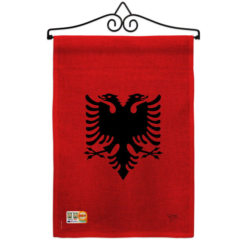 En toile jute de l’albanie du monde 2 côtés 19 x 13 po drapeau de jardin