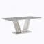 Table de salle à manger en marbre pour 6 personnes, table de salle à manger rectangulaire en faux marbre 70 po avec base en acier inoxydable à finition miroir, table de cuisine moderne en marbre de grande taille (argent, gris)-332152356