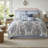 Piece Cal King Bedding Sets, Blue Chenille Jacquard Comforter, Elegant Bedroom