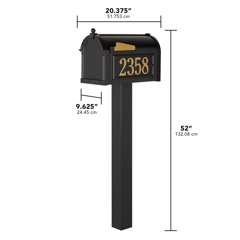 Premium Package Post Mounted Mailbox, Yes, Black