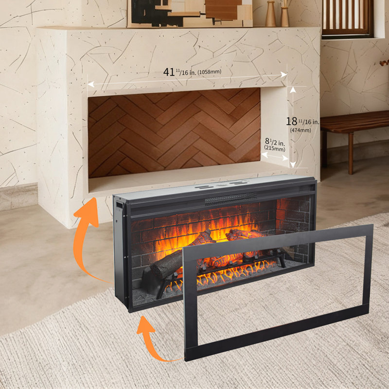 42 inch Infrared Electric Fireplace with Removable Trim kit Insert, Touch Panel Home Decor Heater 