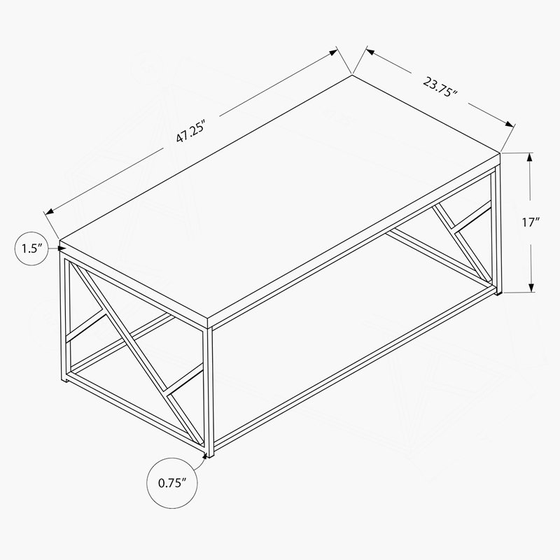 Table basse, accent, cocktail, rectangulaire, stratifié gris, métal chromé