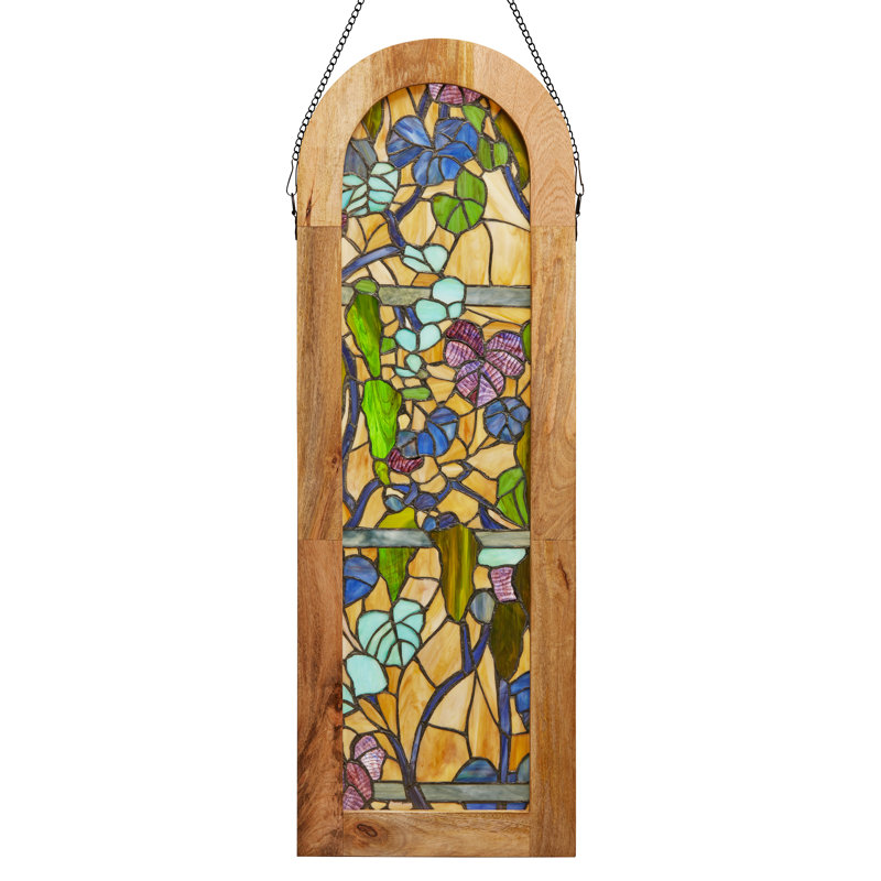36"H Fruitful Grapevine Stained Glass Window Panel