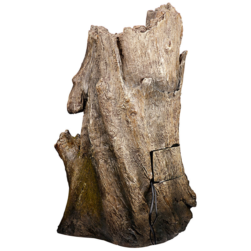 Natural Tree Trunk Resin Cascading Creek Garden Fountain with LED Light