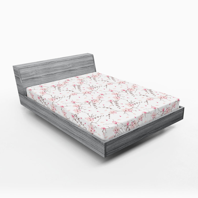 Drap-housse Ambesonne, paquet de 2, Drap-housse de taille double, Rose pâle / mauve / floral taupe