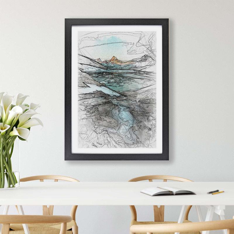 Mountain View in Switzerland - Framed Print, Black, 45cm H x 63cm W x 2cm D
