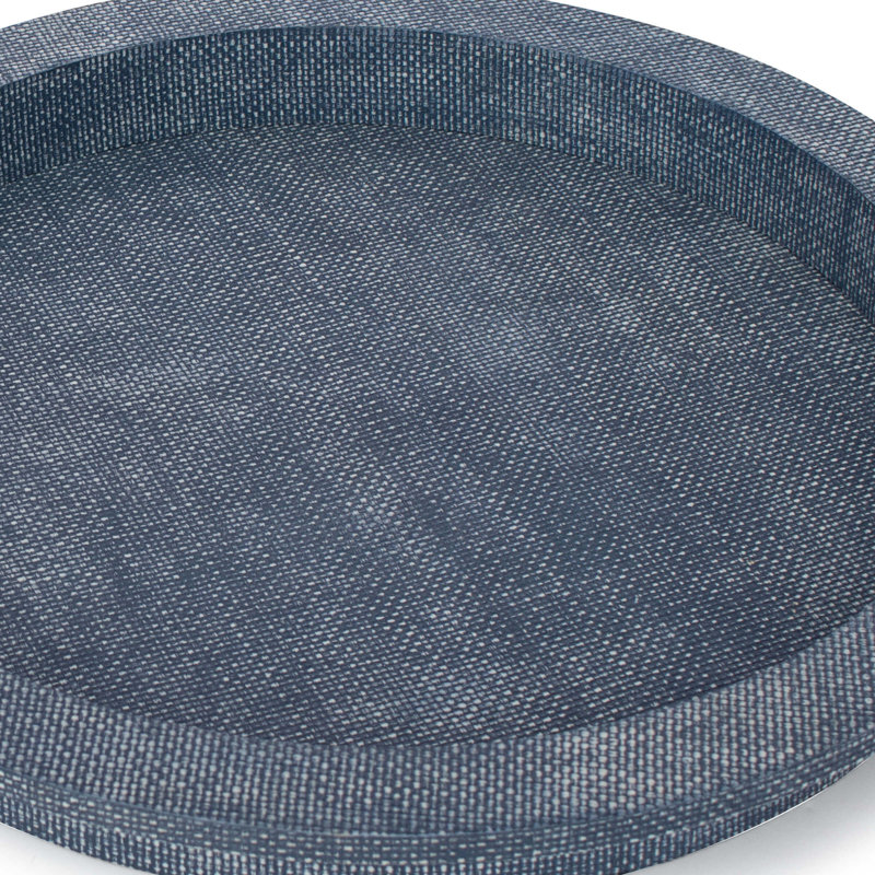 Aegean Rattan Decorative Tray, Indigo