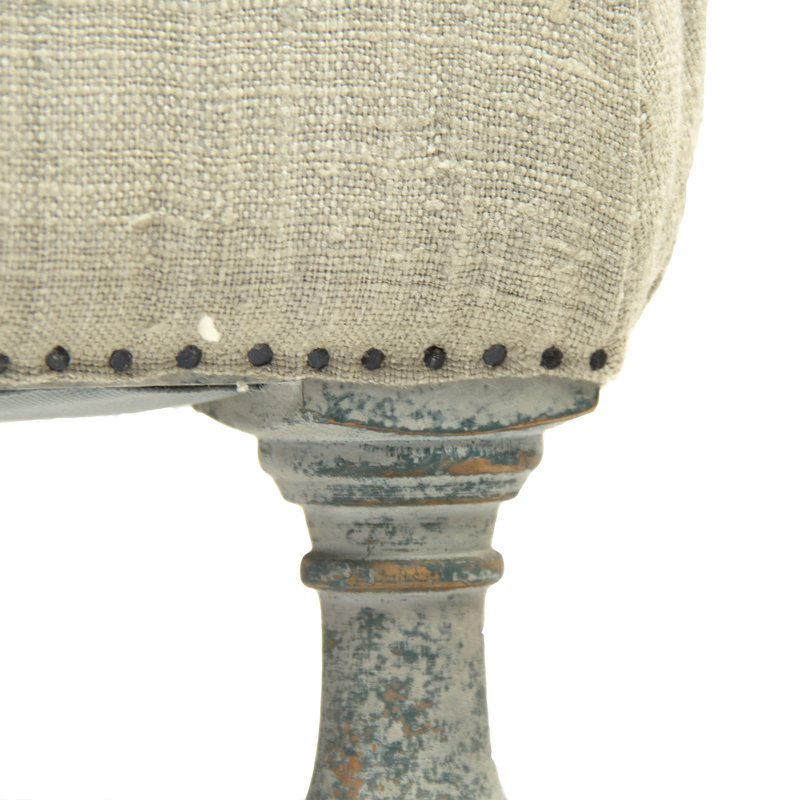Farmhouse Olive Green Silk Upholstered Vanity Stool