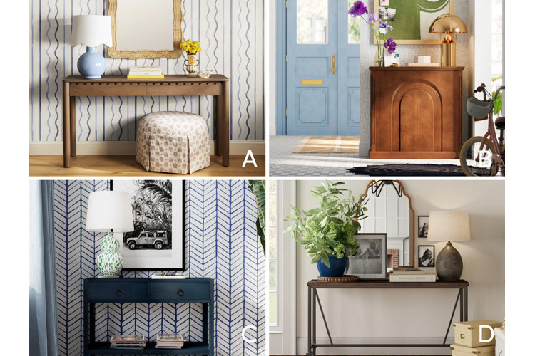 Collage featuring four pictures of entryways labeled A, B, C, or D.