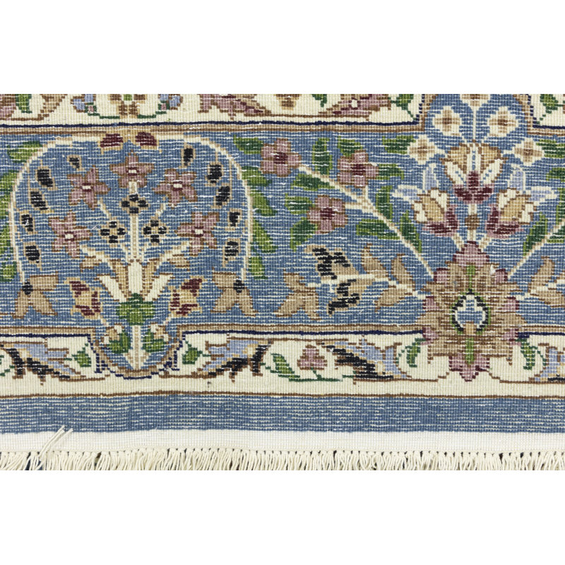 Tapis oriental bleu / jaune en laine noué à la main Paisleyjo