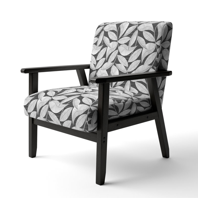 Fauteuil d'appoint rembourré à motif de fleurs tropicales grises