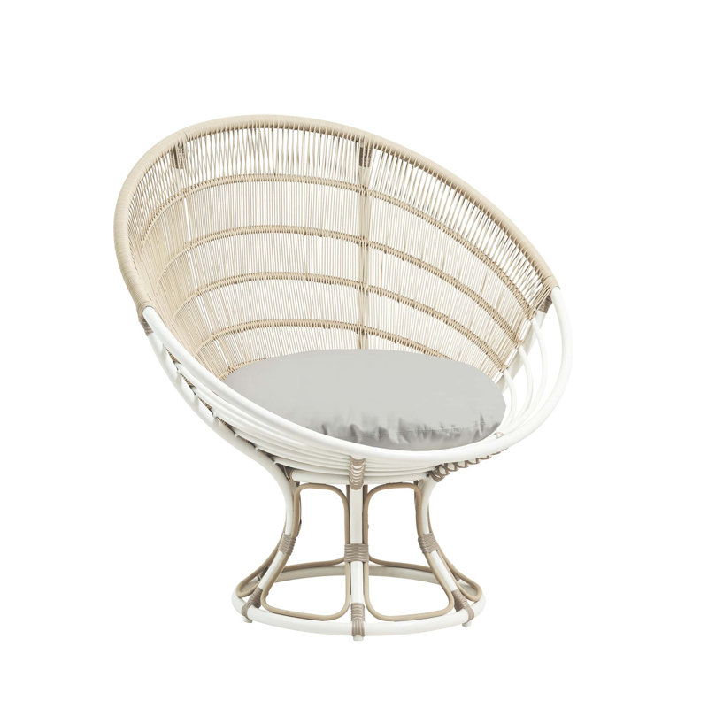 Chaise longue d'extérieur Franco Albini Luna, Toile de voile goéland à motif géométrique Sun, Blanc colombe