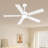 52 inch Modern White Ceiling Fans with Led Lights and Remote/app Control, Reversible DC Motor, 3CCT Dimmable, Noiseless, Ceiling Fan for Bedroom, Indoor/Covered Outdoor Use-117580826-117580825
