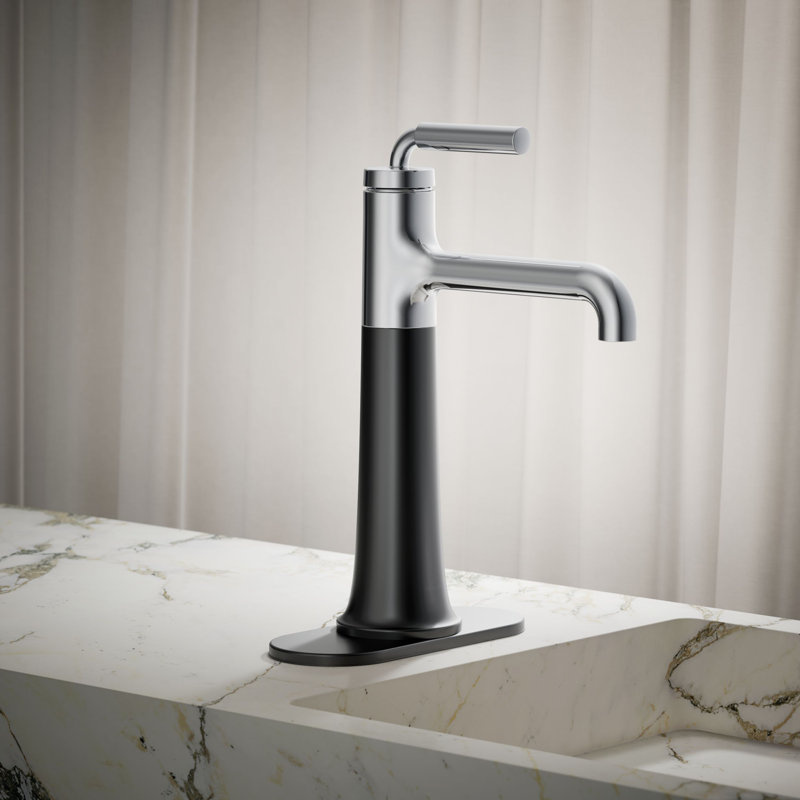 Tone Single-Handle Bathroom Sink Faucet, 1.2, Polished Chrome/Matte Black