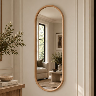 Solid Wood Oval Mirror