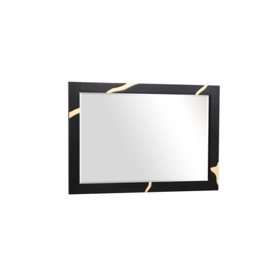 52.4"W Contemporary Mirror, Black/Gold