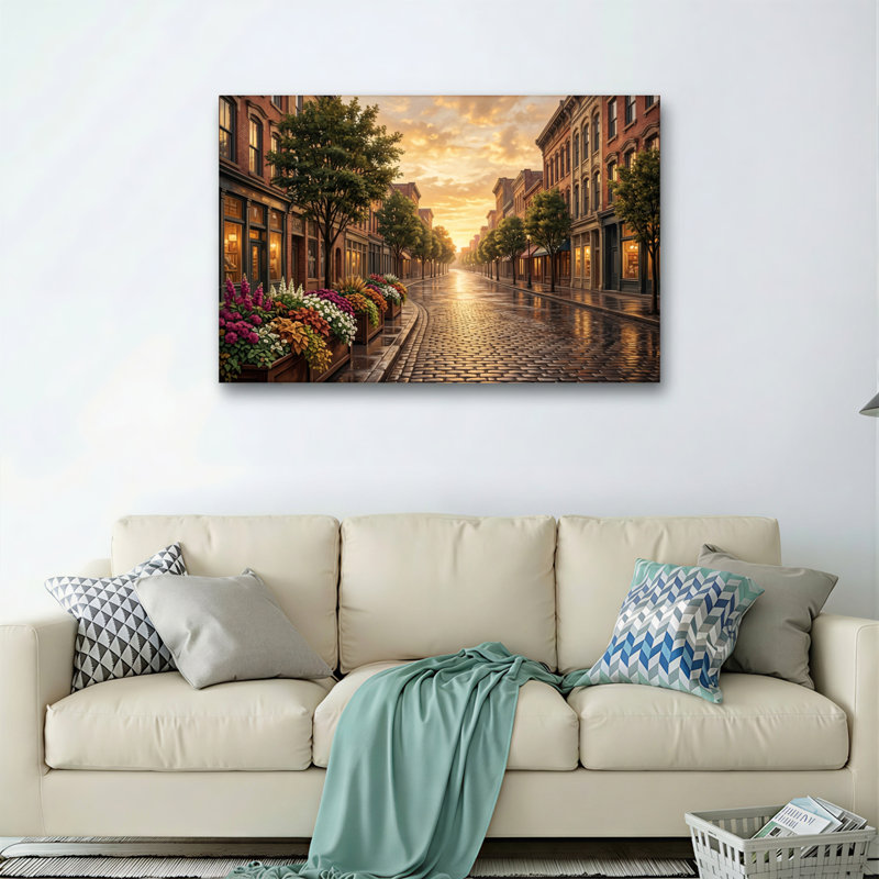 Ensemble de 1 tableau sur toile Sunset Street, H 20 po x l 30 po, Wrapped Canvas