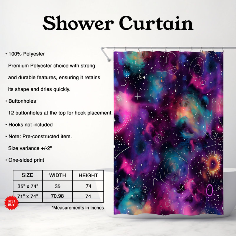 Rideau de douche Galactic Glow - Premium, H 74 po x l 71 po
