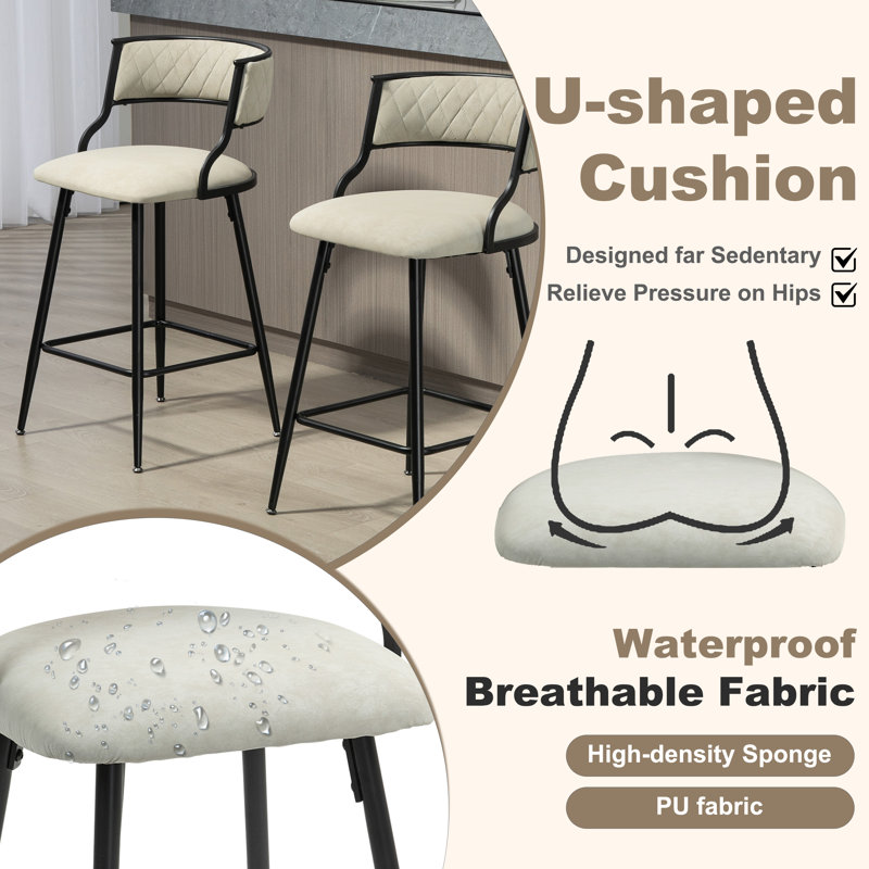Bar Height Set, Tempered Glass Round Dining Table And Height Bar Stools, Beige, 5 Piece