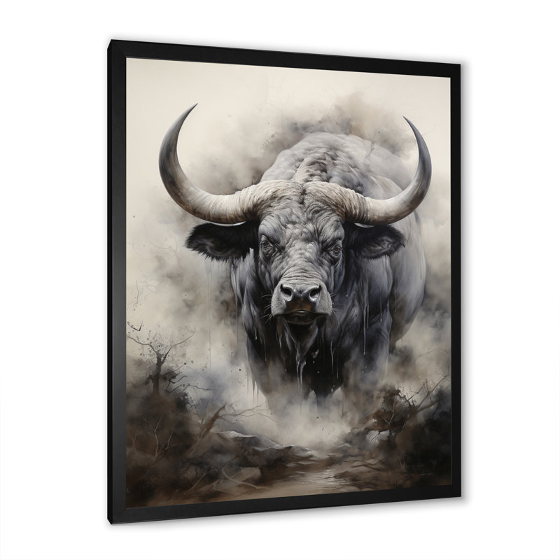Keidy Afrique - buffles d'Afrique - impression, Cadre simple noir, H 40 po x l 30 po x P 1,5 po
