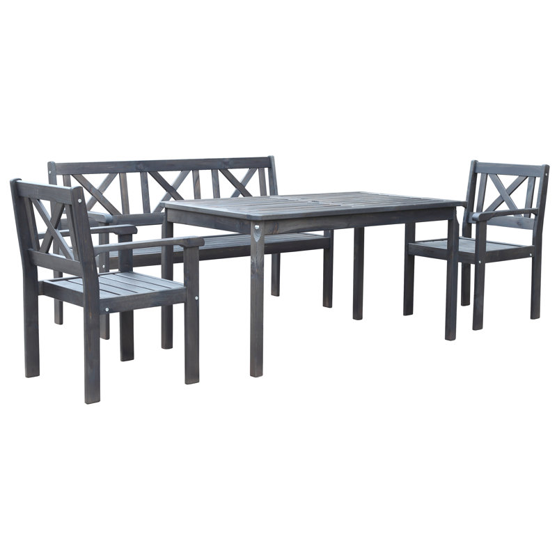 Nystead 5 - Person Wood Patio Dining Set with Rectangular Table, Taupe Grey