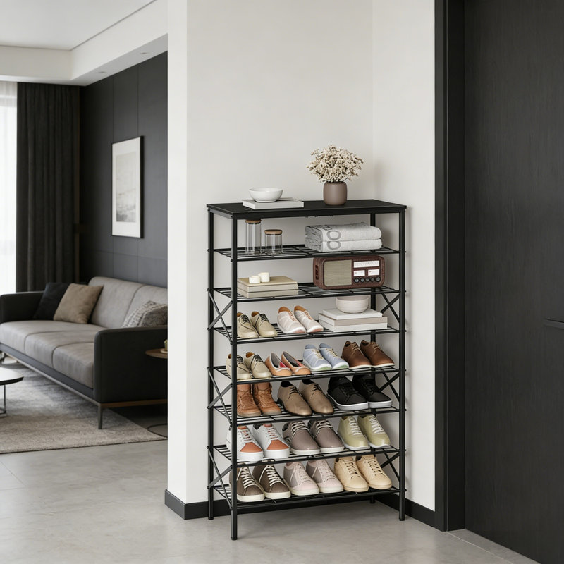 Range-chaussures de grande capacité de style industriel