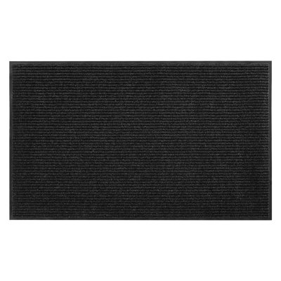 Tapis d'entrée à l'avant, tapis commercial de 6 pi x 4 pi pour intérieur et extérieur, élégant tapis industriel rayé avec envers en PVC, tapis d'entrée lavable robuste pour couloir, balcon, garage, gris