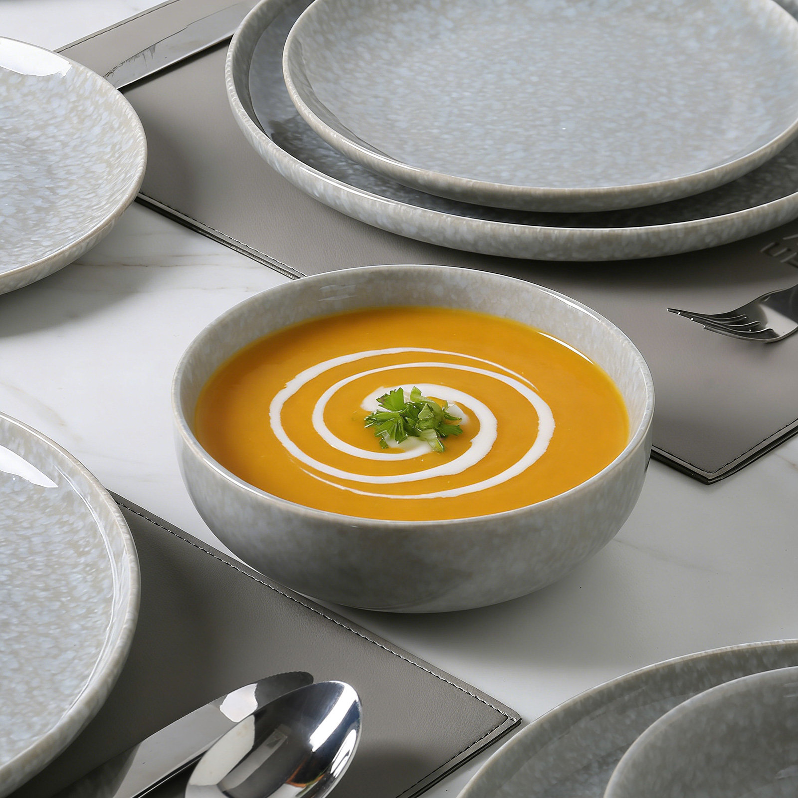 Jody 16 Piece Stoneware Dinnerware Set, Service For 4, Gray