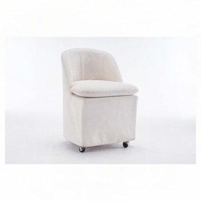 Chenille Fabric Armchair With Universal Wheels