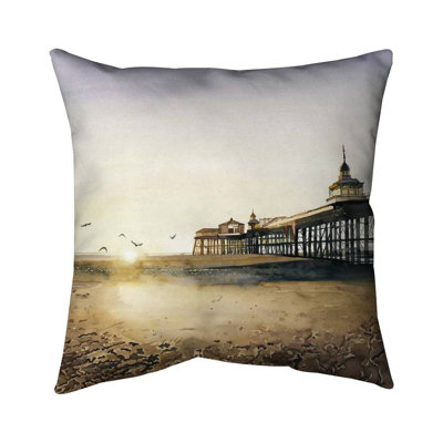 Sunset at the beach - 16"x16" Throw pillow - Poly twill - Print on demand
