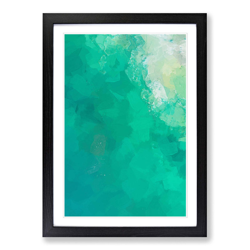 Green Ocean in Abstract - Picture Frame Graphic Art Print, Black Framed, 65cm H x 48cm W x 2cm D