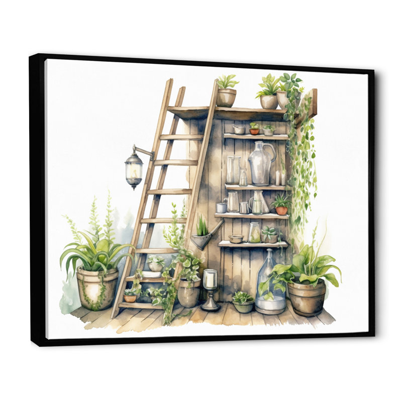 «Natural Bathroom Decor XXV», reproduction sur toile encadrée, H 34 po x l 44 po x P 1,5 po, Cadre flottant noir