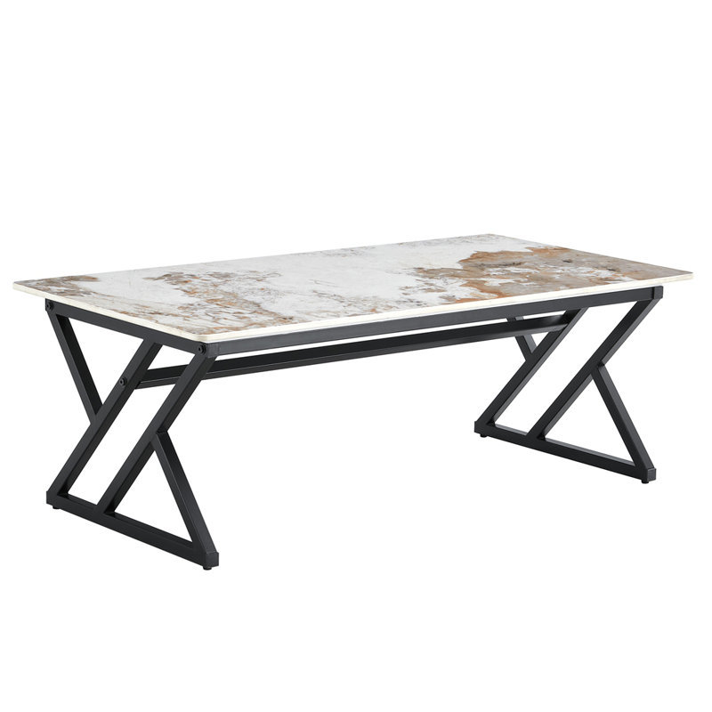 Coffee Table,Cocktail table,Living room table with metal legs, Brown, Black
