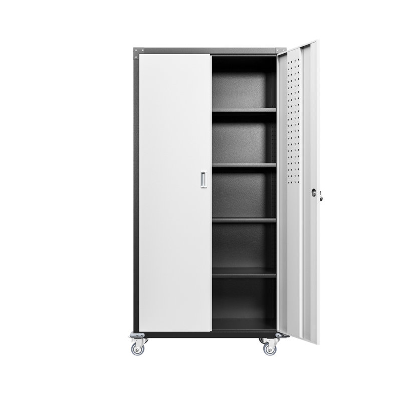 Armoire verrouillable en métal avec 4 tablettes réglables - idéale pour le garage et le rangement de bureau
