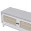Banc d'entrée bohème en rotin avec rangement, banc à chaussures rembourré avec double porte, banc organisateur de chaussures en bois pour entrée et couloir (blanc + beige)