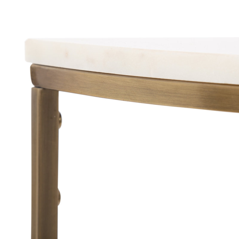 Console en marbre et métal demi-cercle, Doré