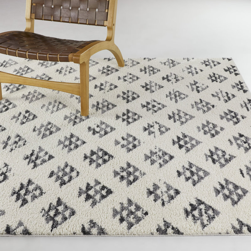 Tapis crème à motif géométrique, Rectangle 5 pi 3 po x 7 pi