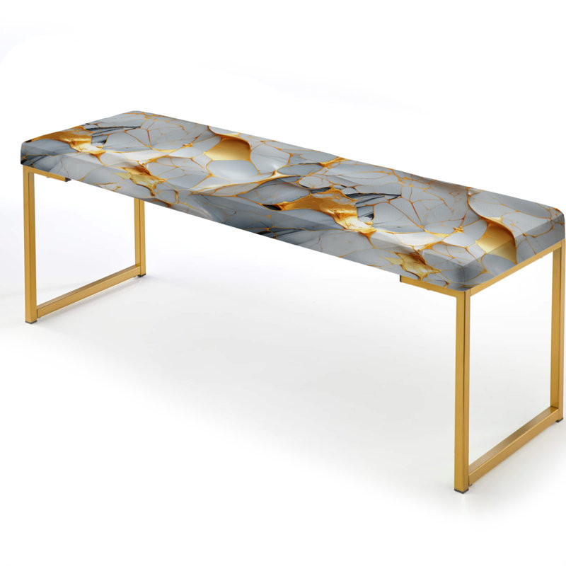 Gilded Gold And White Luxe Marble Opulence - Marble Upholstered Gold Bench