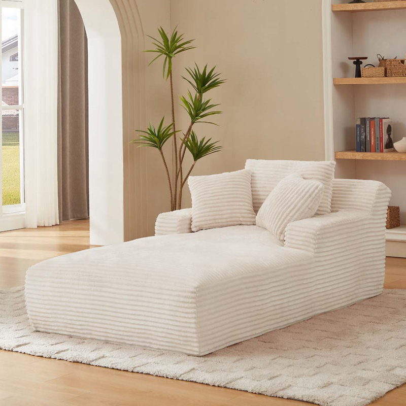 Méridienne surdimensionnée rembourrée Corduroy, Blanc