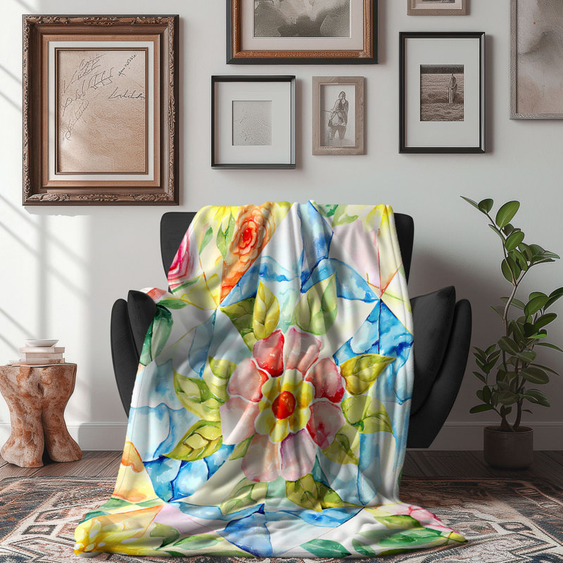 Couverture Flower Burst Compilation - 1 Piece Premium Sherpa, Grand lit