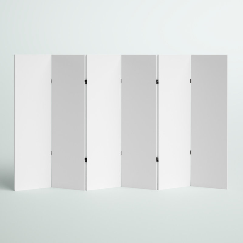 White Canvas 6-Panel Folding Room Divider