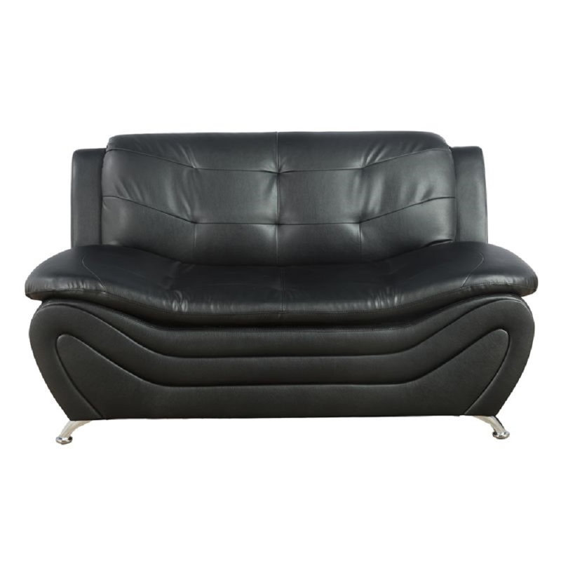 Causeuse sans accoudoirs en similicuir 60 po Horence, Noir