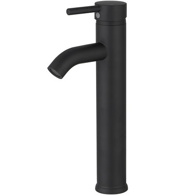 Single Handle Bathroom Sink Faucet, Mattle Black Single Hole Vanity Faucet with Pop-Up Drain Assembly