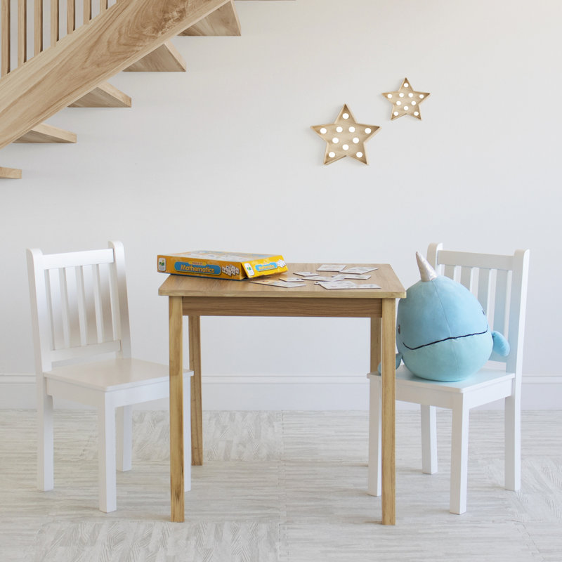 Ensemble de table carrée et de chaises pour enfants Cyerra, Brun / Blanc