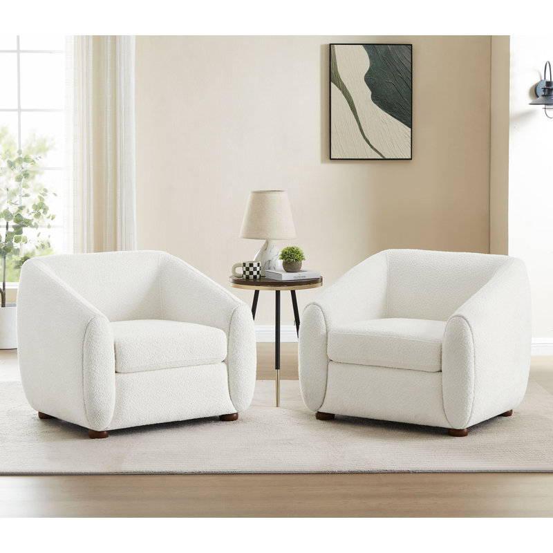 Mykel Upholstered Accent Chair, White Boucle 100% Polyester