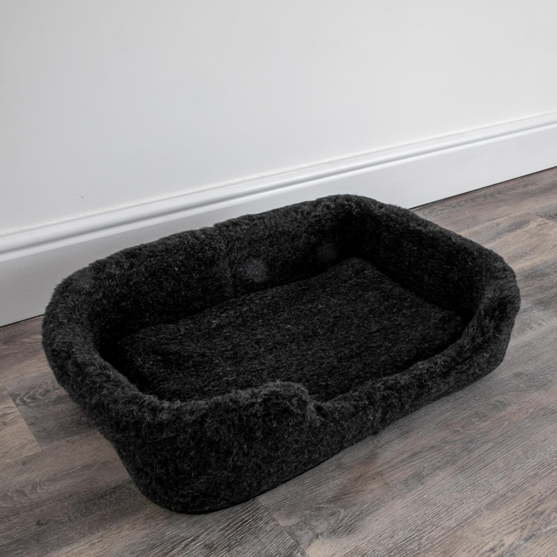 Azaiah Fleece Pet Bed, Black, 10cm H x 60cm W x 40cm D
