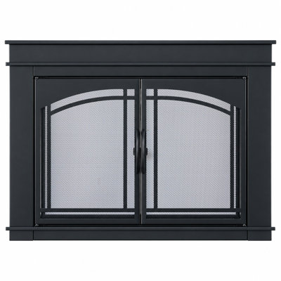 Duluth Forge Branford Fireplace Glass Doors With Screen - Large, Black Finish - Model# BRFD-1LG