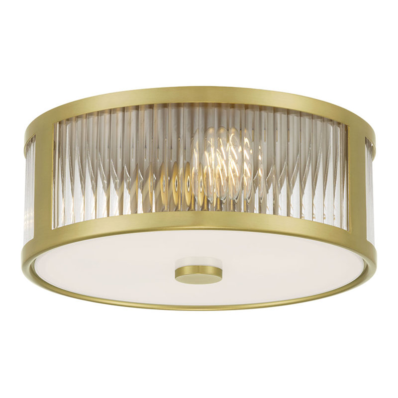 Gabrie 11.75" Wide 3-Light Flush Mount, Vintage Brass