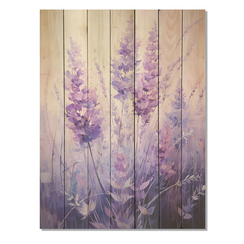 Lavande Serenity IV - Herbes florales sur bois, H 32 po x l 24 po