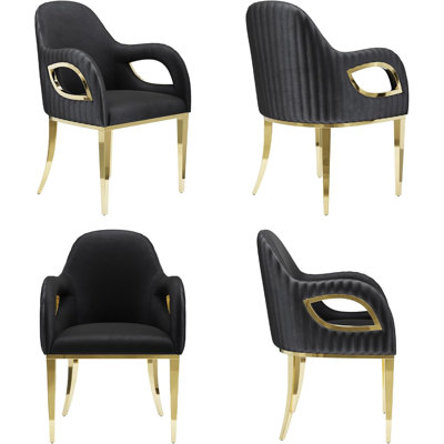 18.6'' H Tufted Velvet Upholstered Armchair